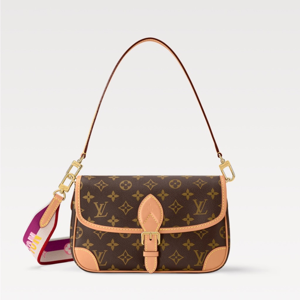 Louis Vuitton Brown Monogram Shoulder Bag // Diane with Guitar strap